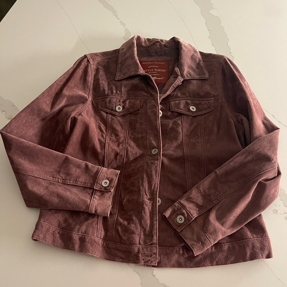 Eddie Bauer Seattle Suede Wine colored Jean Jacket Classic Style size M